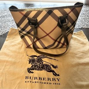 Burberry black check tote bag
